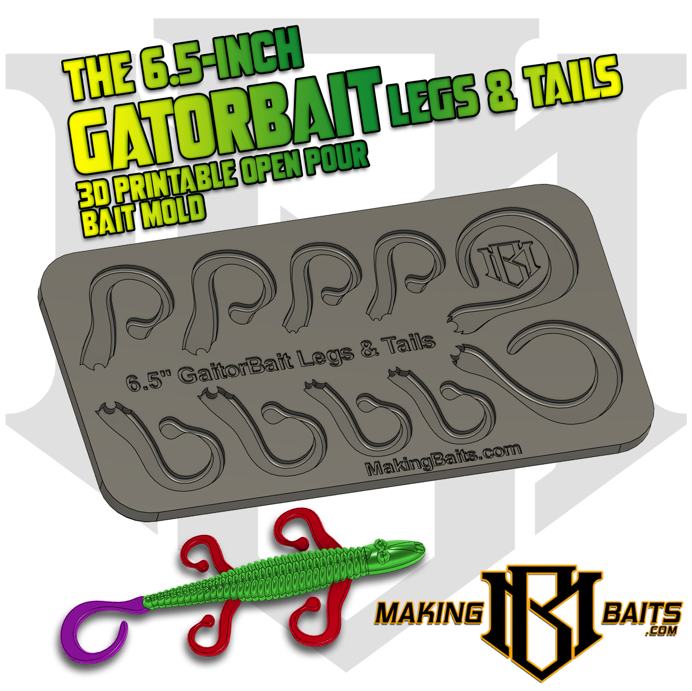 Making Baits 6.5-Inch GatorBait Legs and Tails Open Pour Mold