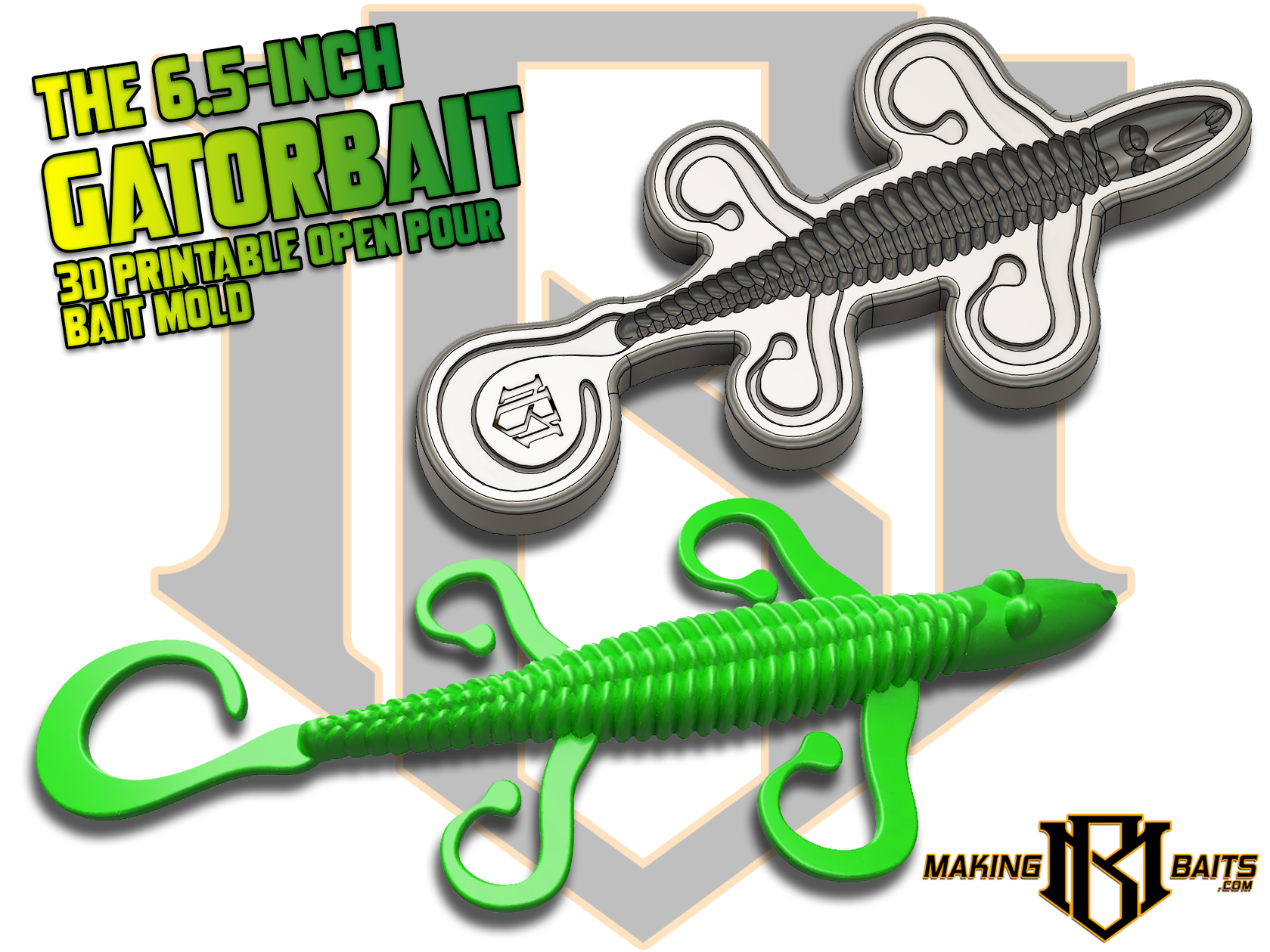 Making Baits 6.5-inch GatorBait Open Pour Mold